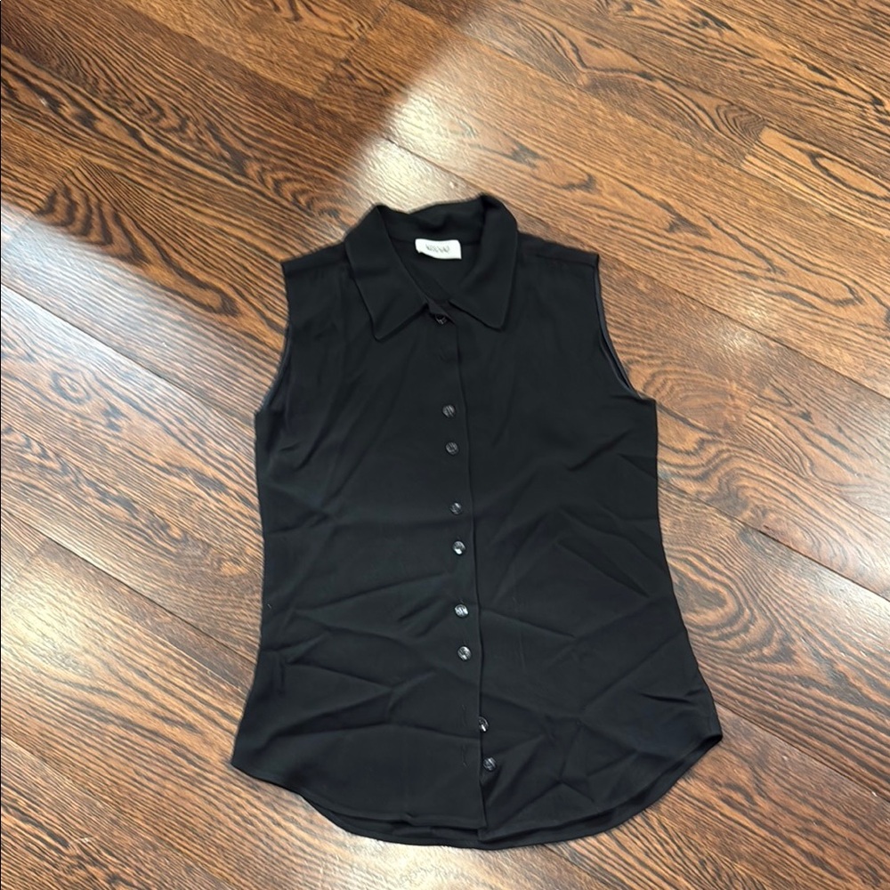 Moschino Black Sleeveless Button-Down Collared Top